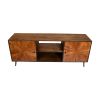 Jag 65 Inch Mango Wood TV Media Entertainment Center, 2 Doors, Brown
