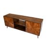 Jag 65 Inch Mango Wood TV Media Entertainment Center, 2 Doors, Brown