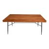 69 Inch Handcrafted Industrial Design Dining Table, Acacia Wood Top, Metal Legs, Black and Brown