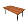 69 Inch Handcrafted Industrial Design Dining Table, Acacia Wood Top, Metal Legs, Black and Brown