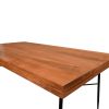 69 Inch Handcrafted Industrial Design Dining Table, Acacia Wood Top, Metal Legs, Black and Brown