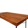 69 Inch Handcrafted Industrial Design Dining Table, Acacia Wood Top, Metal Legs, Black and Brown