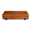 45 Inch Vesavi Handcrafted Rectangular Acacia Wood Coffee Table, Industrial Metal Sled Base, Brown and Black