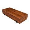 45 Inch Vesavi Handcrafted Rectangular Acacia Wood Coffee Table, Industrial Metal Sled Base, Brown and Black