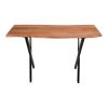 Byron 47 Inch Handcrafted Live Edge Acacia Wood Sofa Console Table, Metal Legs, Brown and Black