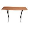 Byron 47 Inch Handcrafted Live Edge Acacia Wood Sofa Console Table, Metal Legs, Brown and Black