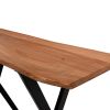Byron 47 Inch Handcrafted Live Edge Acacia Wood Sofa Console Table, Metal Legs, Brown and Black