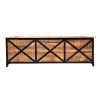 Daz 54 Inch Rectangular Mango Wood Coffee Table with Built In Storage Trunk, Metal, Rivet Accents, Brown, Black