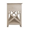 Kim 24 Inch Wood Side End Accent Table, Brazilian Pine Wood, 1 Drawer, Antique White