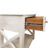 Kim 24 Inch Wood Side End Accent Table, Brazilian Pine Wood, 1 Drawer, Antique White