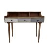 42 Inch Rectangular Mango Wood Home Office Desk, 3 Drawers, 3 Cubbies, Brown