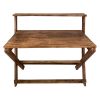42 Inch Rectangular Mango Wood Home Office Desk, Top Shelf, X Shaped Folding Frame, Brown