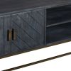 Roy 53 Inch Plank Design 2 Door Mango Wood TV Media Entertainment Cabinet Console, Metal Base, Gray