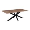 79 Inch Rectangular Live Edge Top Mango Wood Dining Table, Crossed Legs, Brown, Black