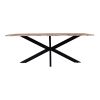 79 Inch Rectangular Live Edge Top Mango Wood Dining Table, Crossed Legs, Brown, Black