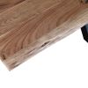 79 Inch Rectangular Live Edge Top Mango Wood Dining Table, Crossed Legs, Brown, Black