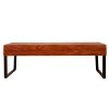 41.7 Inch Rectangular Coffee Table with Plank Style Top, Metal Frame, Brown and Black