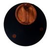25.6 Inch Round Side Table with Rotatable Tray and Metal Top, Brown and Black