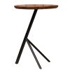 19 Inch Handcrafted Round Acacia Wood End Side Table, Sleek Tripod Metal Base, Walnut Brown, Black