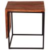 21 Inch Solid Acacia Wood Accent End Side Table, Live Edge, Metal Frame, Brown, Black