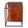 21 Inch Solid Acacia Wood Accent End Side Table, Live Edge, Metal Frame, Brown, Black
