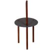 29 Inch Round Metal Top End Table with Inbuilt Wooden Pole, Brown and Black