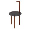 29 Inch Round Metal Top End Table with Inbuilt Wooden Pole, Brown and Black