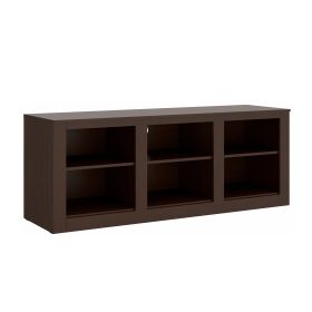 Resa 59 Inch TV Entertainment Center Media Console, 6 Open Compartments, Espresso Brown