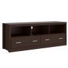 Resa 59 Inch Wood TV Entertainment Center Media Console, 2 Drawers, 3 Open Compartments, Espresso Brown