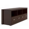 Resa 59 Inch Wood TV Entertainment Center Media Console, 2 Drawers, 3 Open Compartments, Espresso Brown