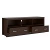 Resa 59 Inch Wood TV Entertainment Center Media Console, 2 Drawers, 3 Open Compartments, Espresso Brown