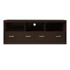 Resa 59 Inch Wood TV Entertainment Center Media Console, 2 Drawers, 3 Open Compartments, Espresso Brown
