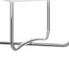 Bedside Nightstand with Open Compartment and Tubular Metal Base, White and Chrome