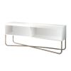 Wren 53 Inch Modern TV Media Entertainment Console, 2 Open Compartments, Steel Cross Base, White, Chrome