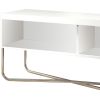 Wren 53 Inch Modern TV Media Entertainment Console, 2 Open Compartments, Steel Cross Base, White, Chrome