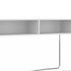 Wooden Console Table with 2 Open Compartments and Metal Frame, White and Chrome