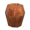 Bon 22 Inch Artisanal End Side Table, Multifaceted Solid Acacia Wood, Octagon Top, Warm Brown
