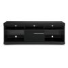 Hud 71 Inch Modern TV Media Entertainment Center Console, 5 Open Compartments, 1 Sliding Door, Black