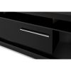 Hud 71 Inch Modern TV Media Entertainment Center Console, 5 Open Compartments, 1 Sliding Door, Black