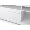 Hud 71 Inch Modern TV Console Media Entertainment Center, 5 Open Compartments, 1 Sliding Door, White