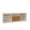 71 Inch TV Media Entertainment Center, 5 Cubbies, 1 Sliding Door, White and Oak