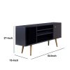 Reece 53 Inch Handcrafted Modern Wood TV Media Entertainment Cabinet Console, 2 Tone, Brown Legs, Black