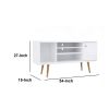 Reece 53 Inch Handcrafted Modern Wood TV Media Entertainment Cabinet Console, 2 Tone, Brown Legs, White