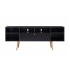 63 Inch TV Entertainment Media console with Drop Down Cabinet, Black, Brown