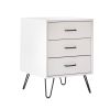 Harper 24 Inch Handcrafted Modern Wood Nightstand, 3 Drawers, Metal Hairpin Legs, White
