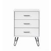 Harper 24 Inch Handcrafted Modern Wood Nightstand, 3 Drawers, Metal Hairpin Legs, White