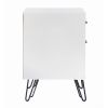 Harper 24 Inch Handcrafted Modern Wood Nightstand, 3 Drawers, Metal Hairpin Legs, White