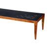 Alba 47 Inch Rectangular Metal Top Coffee Table with Laser Cut Design, Black and Brown