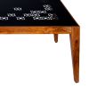 Alba 47 Inch Rectangular Metal Top Coffee Table with Laser Cut Design, Black and Brown