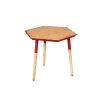 Paige 18 Inch Hexagon Illusion Wood Side Table, Brown, Red